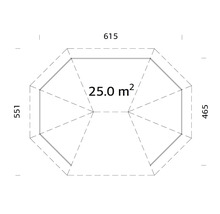 Grundrisszeichnung mit Maßangaben und einer Fläche von 25.0 Quadratmetern.