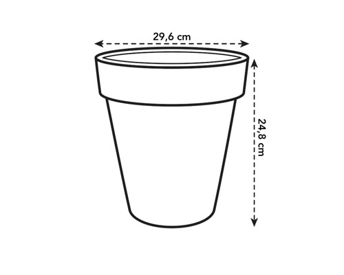 Abbildung eines Pflanzgefäßes mit Größenangaben