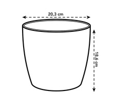 Illustration d'un pot de fleurs avec des dimensions de 20,3 cm de largeur et 18,6 cm de hauteur