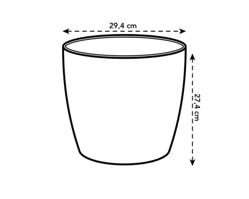 Abbildung eines Pflanzgefäßes mit Maßangaben 29,4 cm breit und 27,4 cm hoch