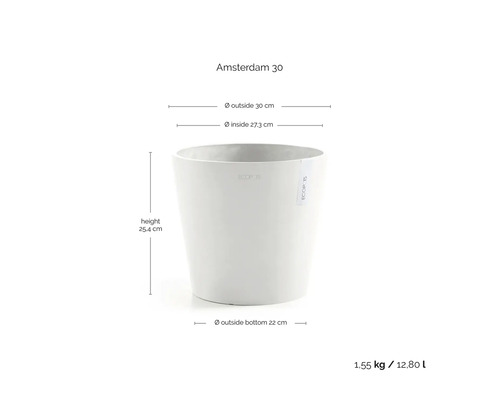 Pflanztopf Ecopots Amsterdam Kunststoff  30 cm H 25,4 cm wei - HORNBACH  Luxemburg