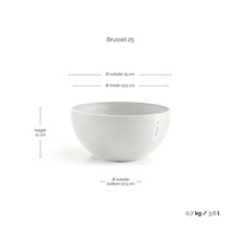 Pflanzschale Brussel 25 von Ecopots: Außendurchmesser 25 Zentimeter, Höhe 12 Zentimeter, Gewicht 0,7 Kilogramm, Volumen 3,6 Liter.