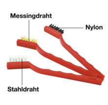 Jeu de brosses métalliques avec soies en acier, en laiton et en nylon