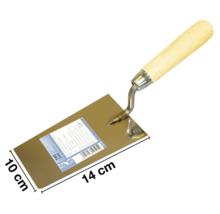 Gipserkelle mit Holzgriff und den Maßen 14 cm mal 10 cm