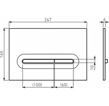 Technische Zeichnung einer Betätigungsplatte mit den Maßen 247 x 165 x 6 Millimeter