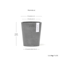 Ecopots Blumentopf Morinda 11, Höhe 12,5 Zentimeter, Aussendurchmesser 11 Zentimeter, Volumen 0,6 Liter, Gewicht 0,20 Kilogramm.
