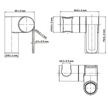 Schéma technique d'un raccord d'angle avec dimensions