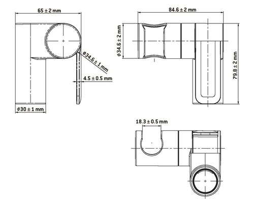 Schéma technique d'un connecteur d'angle avec dimensions
