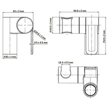 Dessin technique d'un raccord d'angle avec indications de dimensions