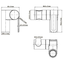 Dessin technique d'un connecteur d'angle avec cotes