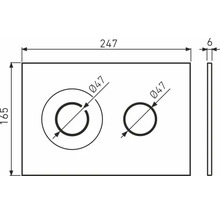 Technische Zeichnung mit den Maßen 247, 165 und 6 sowie zwei Kreisen mit einem Durchmesser von 47.
