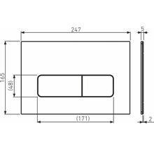 Technische Zeichnung einer Betätigungsplatte mit Maßen