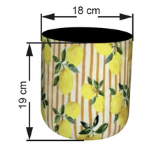 Pot de fleurs à motif citron et indications de taille