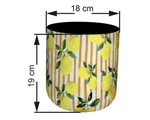 Pot de fleurs à motif citron et indications de taille