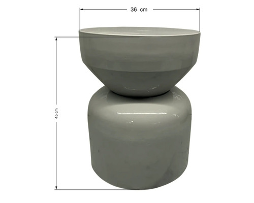 Tabouret décoratif, 36 cm de large et 45 cm de haut, adapté à une utilisation intérieure.