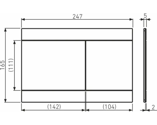 Technische Zeichnung eines Möbelstücks mit Maßangaben