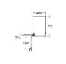 Schéma technique d'un produit sanitaire avec dimensions