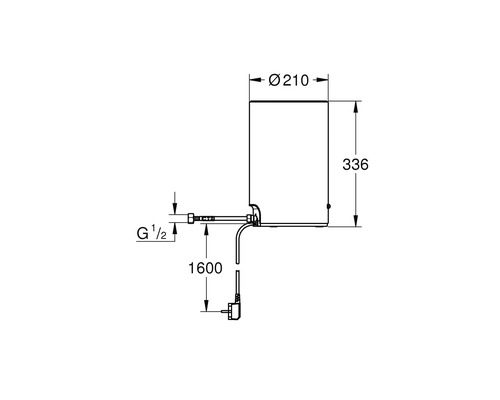 Schéma technique d'un produit sanitaire avec dimensions