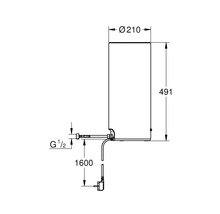 Schéma technique d'un chauffe-eau avec indications de mesure