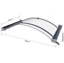 Vordach mit den Maßen 200 cm x 90 cm x 30 cm
