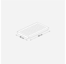 Technische Zeichnung eines Rostes mit den Maßen 40 mal 69 Zentimeter.