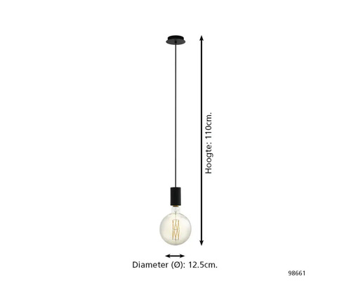 Suspension, hauteur 110 cm, diamètre 12,5 cm