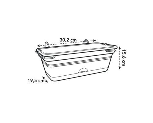 Image d'une jardinière avec dimensions.