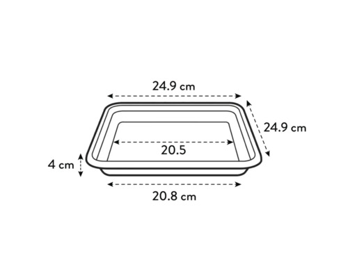 Technische Zeichnung einer Pflanzschale mit Maßangaben