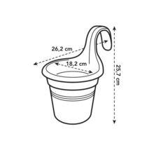 Technische Zeichnung eines Hängetopfes mit Maßangaben