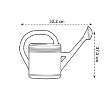 Dessin technique d'un arrosoir avec des dimensions de 52,2 cm de largeur et 37,5 cm de hauteur