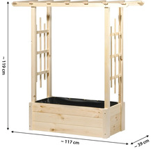 Hochbeet aus Holz mit Rankhilfe und Pflanzfolie, circa 119 x 117 x 39 cm