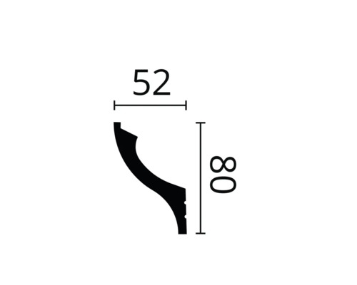 Dimensions d'une moulure décorative : 52 x 80 millimètres