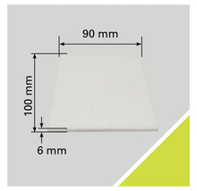 Quadratische Filterschaummatte mit den Maßen 100 mal 90 mal 6 Millimeter