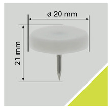 Stuhlgleiter mit Nagel, Durchmesser 20 Millimeter, Höhe 21 Millimeter