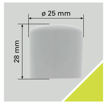 Kunststoffkappe mit den Maßen 25 mm Durchmesser und 28 mm Höhe