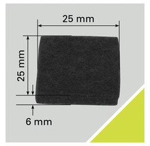 Quadratischer Filter, 25 mm x 25 mm x 6 mm