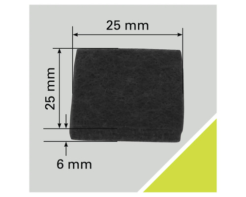 Quadratischer Filter, 25 mm x 25 mm x 6 mm