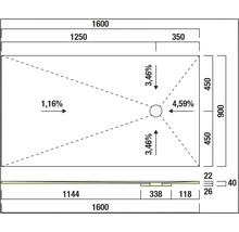 Schéma technique d'un receveur de douche avec dimensions