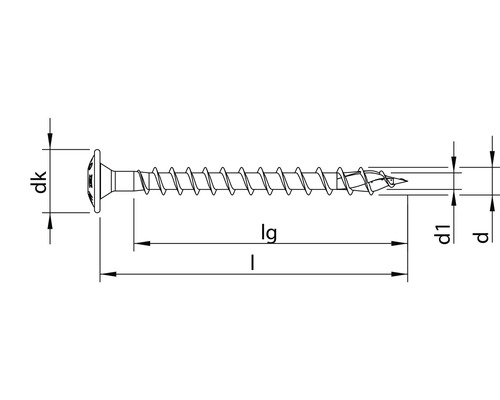 Dessin technique d'une vis avec indication des dimensions