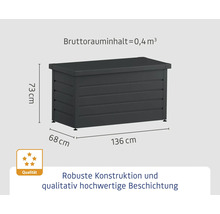 Gartentruhe mit den Maßen 136 x 68 x 73 Zentimeter