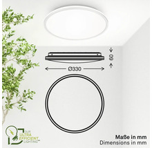 Dimensions du plafonnier rond avec un diamètre de 330 millimètres et une hauteur de 60 millimètres