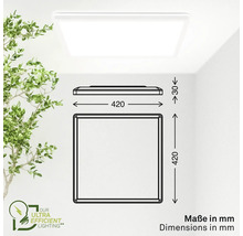 Plafonnier LED carré avec dimensions en millimètres