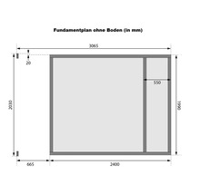 Plan de fondation sans sol avec indications de dimensions en millimètres