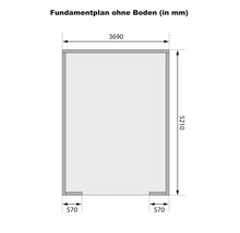 Grundriss ohne Boden mit Maßangaben in Millimeter