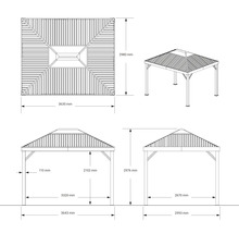 Schéma technique d'un pavillon avec dimensions