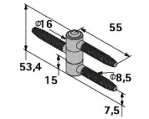 Dessin technique d'une pièce de connexion avec indications de dimensions.