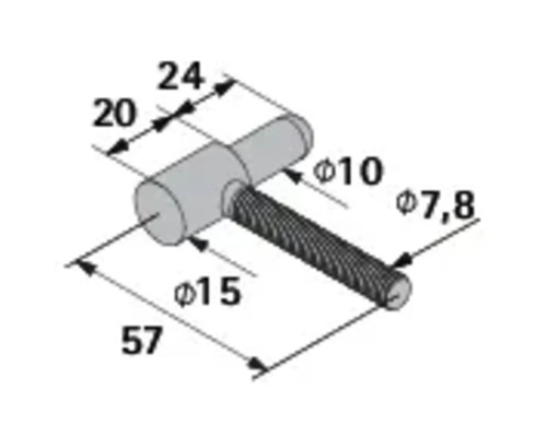 Schéma technique d'un bouton de meuble avec dimensions