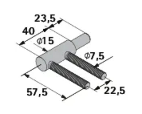 Schéma technique d'un connecteur de meuble avec dimensions