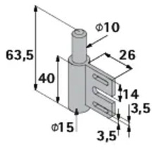 Dessin technique d'une charnière de meuble avec cotes