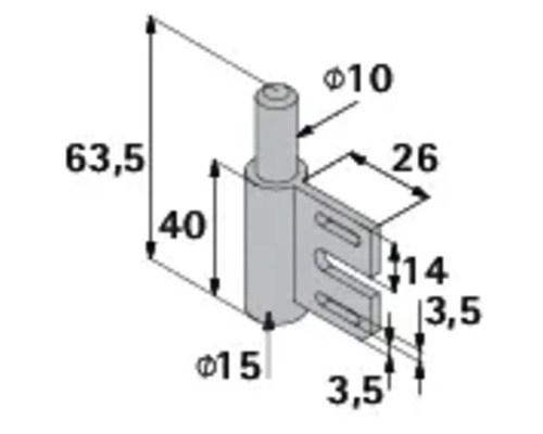 Dessin technique d'une charnière de meuble avec cotes